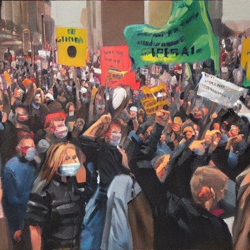 Abstract painting of protestors